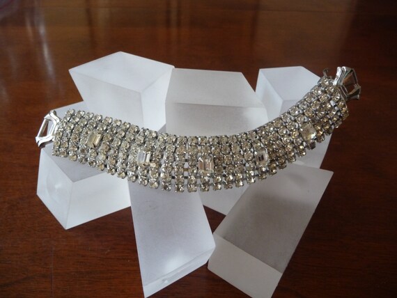 Weiss 6 Row Bracelet, Weiss 6 Row Clear Rhineston… - image 2