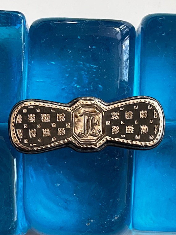 Sterling Initial F Pin/Etched Initial Pin/Vintage… - image 1