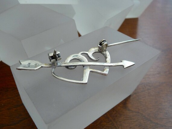 Sterling Double Heart and Arrow Pin/Sterling Marc… - image 6