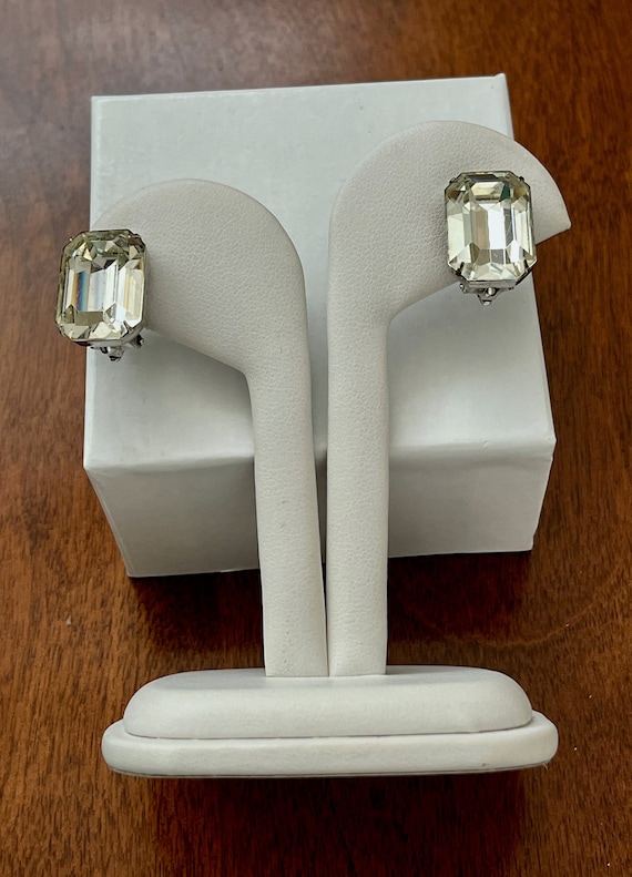 Kramer CLEAR Rhinestone Earrings/Kramer Emerald C… - image 2