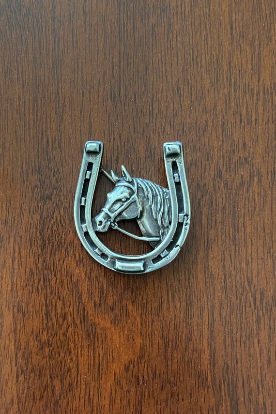 Sterling Silver Horse Head Pin/Sterling Horse Shoe