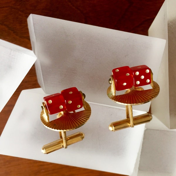 Spinning Dice Cuff Links, Functional Spinning Red Dice Cuff Links, Moveable Dice Cuff Links, Vintage DICE Cuff Links, Dice Cuff Links