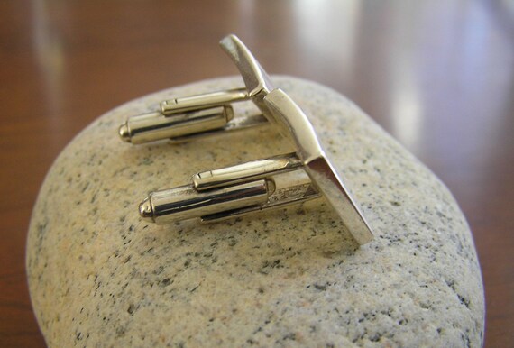 Sterling Silver Cuff Links, Vintage Initial Cuff … - image 2
