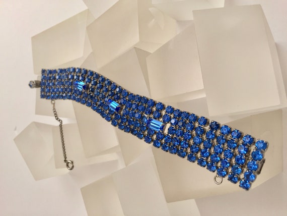 Weiss Blue Rhinestone Bracelet/Vintage Weiss Mont… - image 4