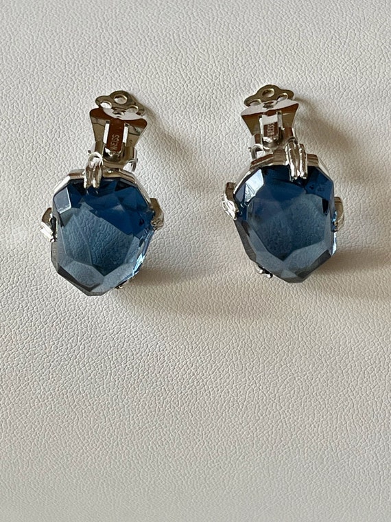 Weiss BLUE Rhinestone Earrings/Weiss BLUE Abstrac… - image 5