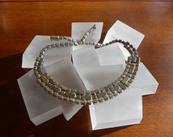 Weiss Clear Rhinestone Necklace/Weiss Emerald Cut… - image 4