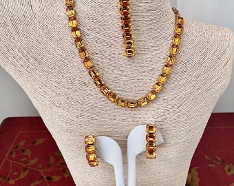 Conjunto de joyas de topacio talla esmeralda firmado por Kramer de Nueva York.