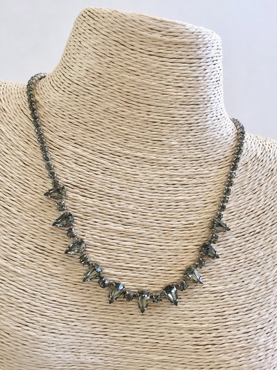 Weiss Rhinestone Necklace/Weiss Grey Pear/Tear Dr… - image 1