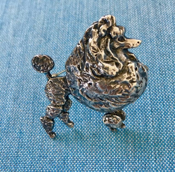 Vintage Guglielmo CINI Sterling Silver POODLE Pin… - image 1