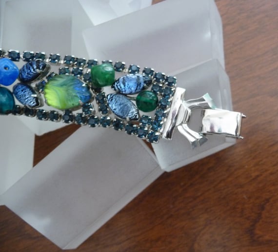Weiss Blue Rhinestone Bracelet/Vintage Weiss Blue… - image 6