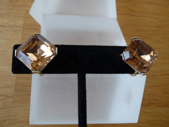 Crown Trifari Earrings/Crown Trifari Square Cut T… - image 2