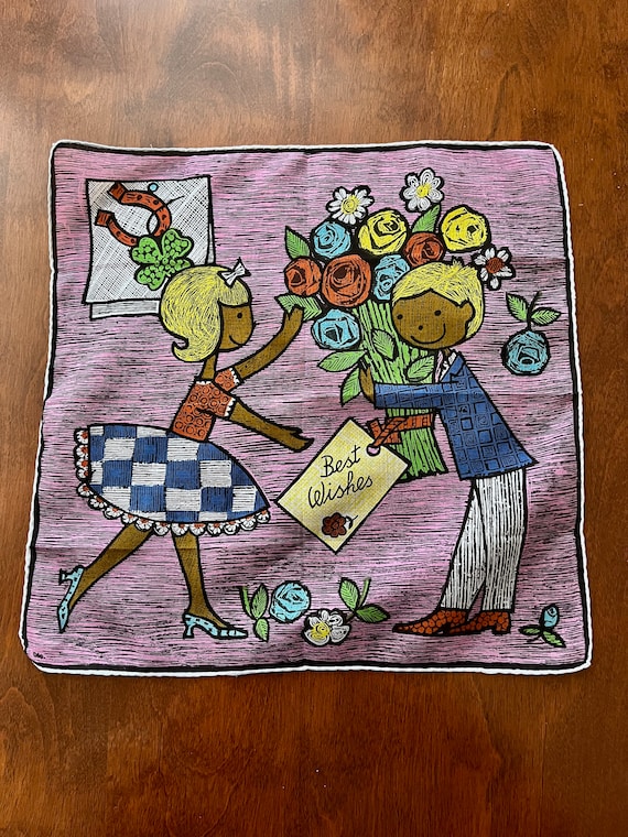 Vintage a Skandia Best Wishes Hankie Handkerchief 