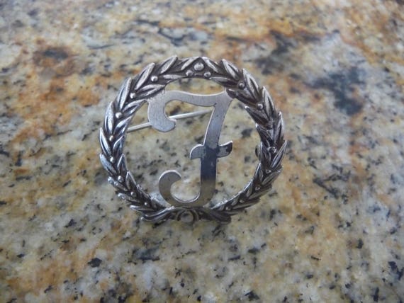 Sterling Silver Initial Pin, Sterling Silver Init… - image 2