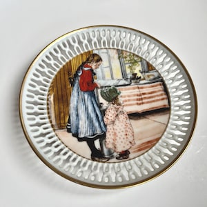Carl Larsson Mamas Room Plate: Bing and Grondahl Reticulated Porcelain