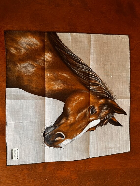 HORSE Hankie Handkerchief/Vintage THOROUGHBRED Ho… - image 3