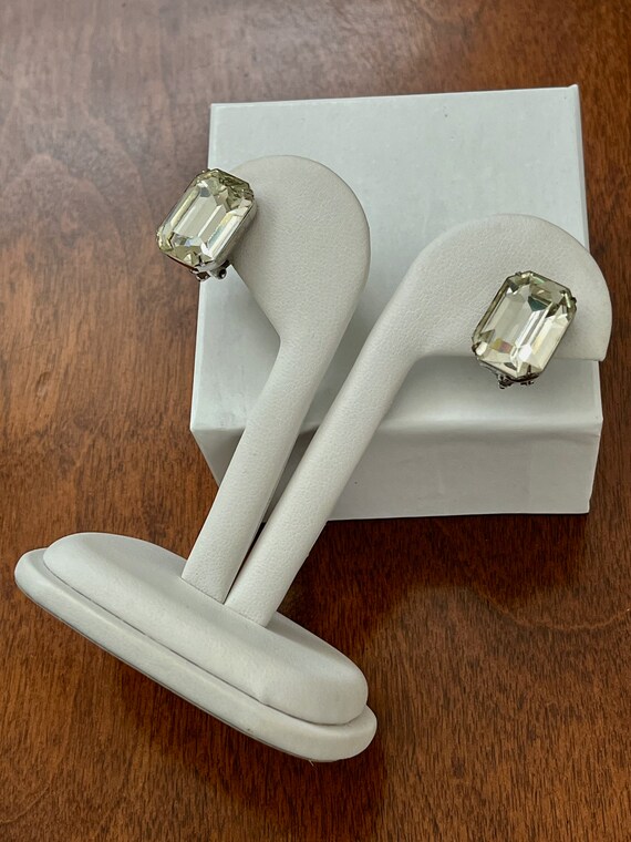 Kramer CLEAR Rhinestone Earrings/Kramer Emerald C… - image 4