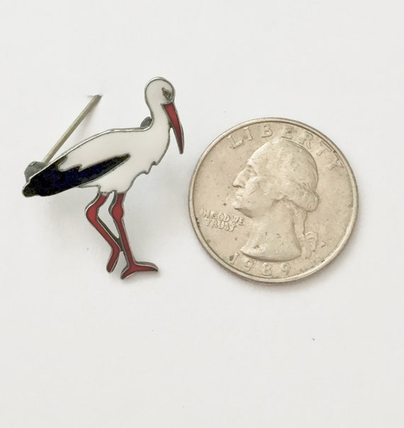 Volmer Bahner Sterling Silver Stork Pin/Signed Vol