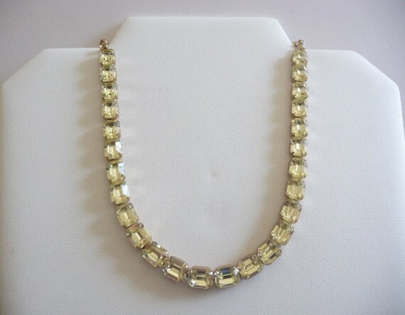 Weiss Yellow Rhinestone Necklace/Weiss Pale Yello… - image 2