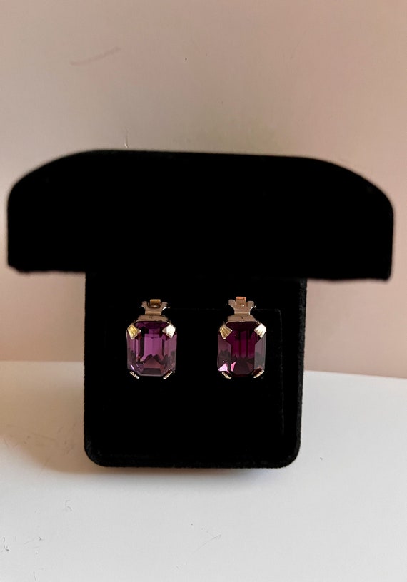 Weiss PURPLE Rhinestone Earrings/Weiss Purple Emer