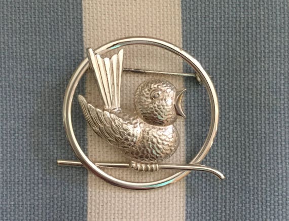 Sterling Bird Pin, Vintage Sterling FORSTNER Bird… - image 1