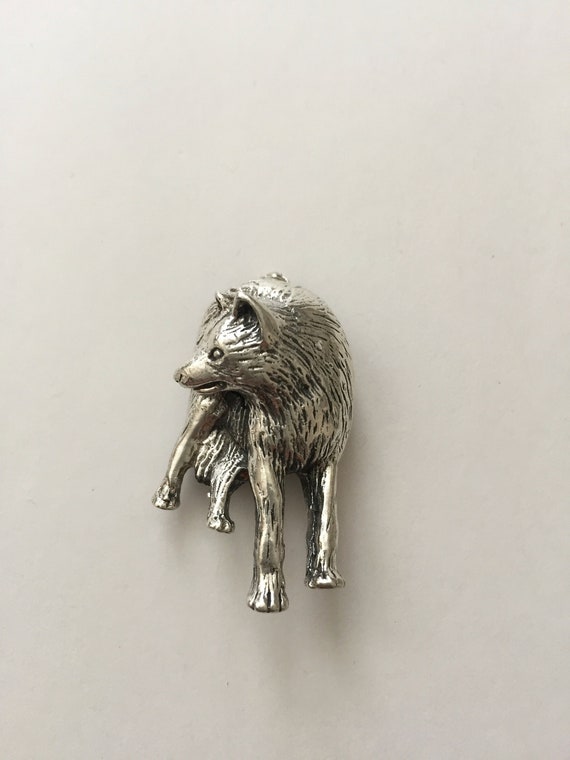Vintage Sterling Silver WOLF Pin/Sterling Silver W