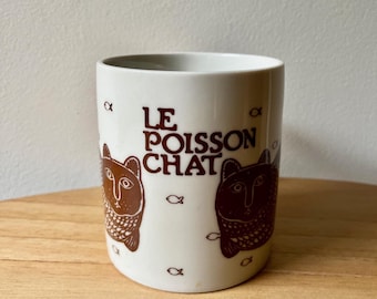 Rare Taylor and Ng Coffee Mug, 1979 BROWN Le Poisson Chat Mug, Vintage 1979 Signed by Win Ng Mug, Catfish Taylor NG, Taylor & Ng Mug, Blue