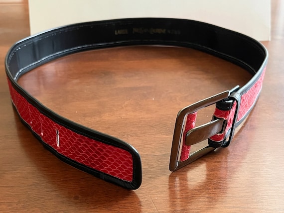 YSL Belt/Yves St Laurent 4265 Red Snakeskin Belt/… - image 2