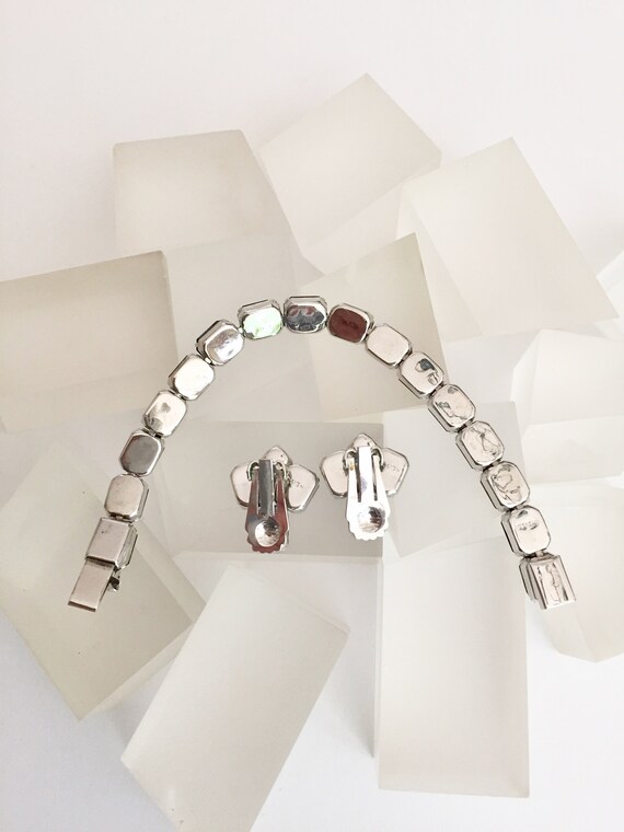 Weiss Blue Rhinestone Bracelet and Earrings/Weiss… - image 9