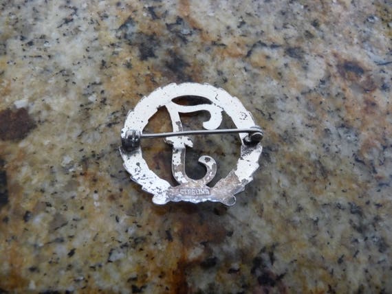 Sterling Silver Initial Pin, Sterling Silver Init… - image 4