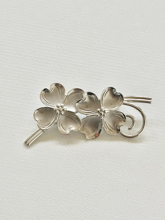 BEAU Double Flower Pin/Vintage Sterling by BEAU Do