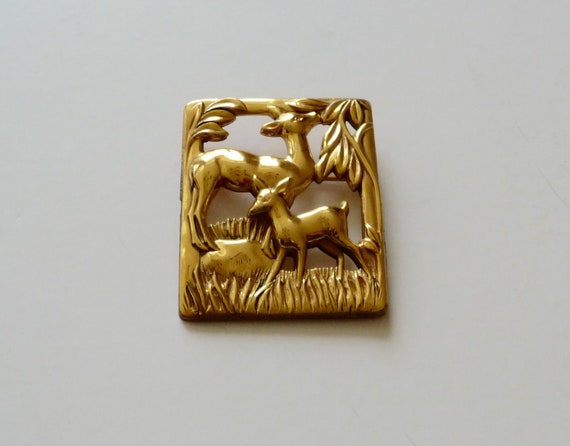 Sterling Craft by Coro Deer and Fawn Pin, Coro Sterling Deer and Fawn Pin, Vintage Sterling Craft by Coro Deer and Fawn Pin, Coro Craft Pin