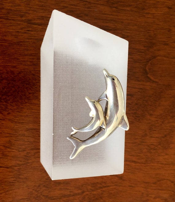 Sterling Silver Dolphin Pin/Vintage Jezlaine Ster… - image 2