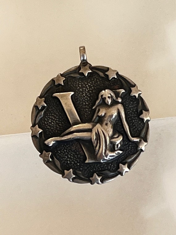 Vintage Sterling VIRGO Charm Pendant/Sterling Silver Virgo Pendant Charm/Sterling Virgo Pendant/Virgo Zodiac Pendant Charm/Silver VirgoCharm