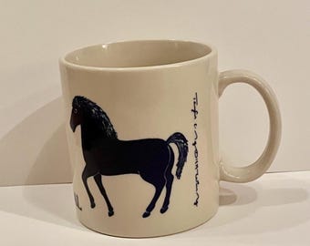 Vintage Taylor and Ng Le Cheval Horse Mug, 1979 Cobalt Blue