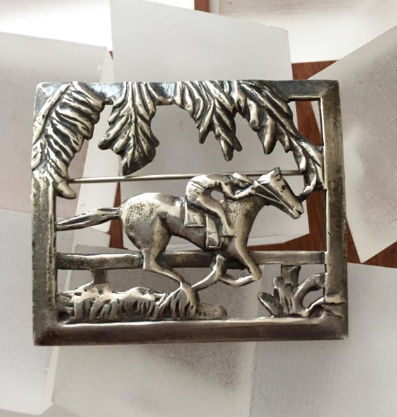 Vintage Sterling Horse Pin/Horse and Rider Sterlin