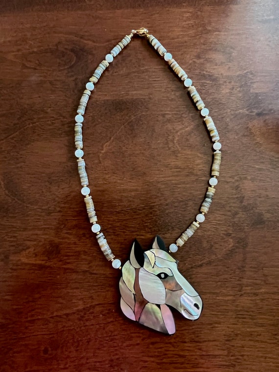 Lee Sands HORSE Necklace/Lee Sands Mother of Pear… - image 7