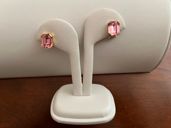 Weiss PINK Rhinestone Earrings, Weiss PINK Emeral… - image 5