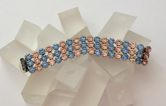 Kramer Pink and Blue Rhinestone Bracelet/Kramer S… - image 1