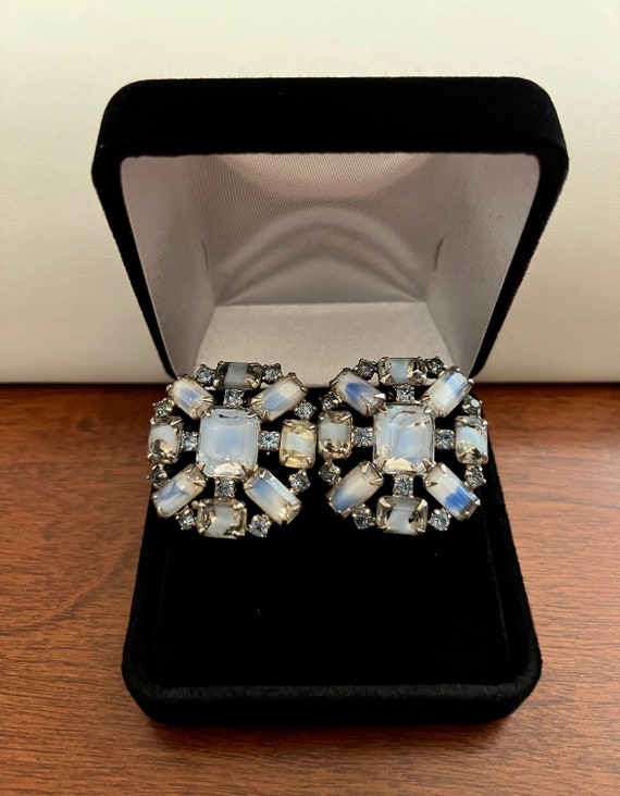 Vintage KRAMER Givre Glass Rhinestone Earrings/Kra
