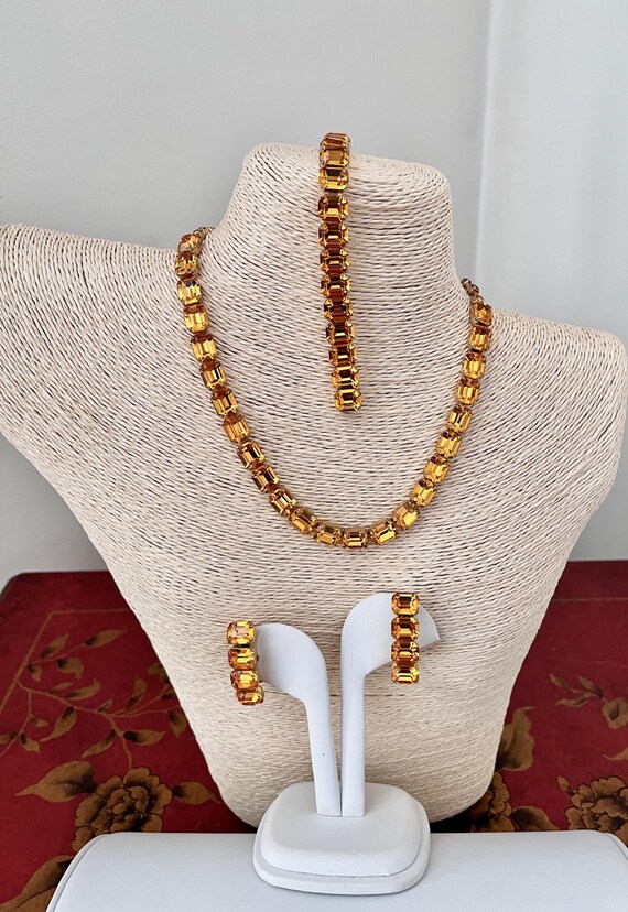 KRAMER Black and Clear Emerald Cut Rhinestone Nec… - image 10