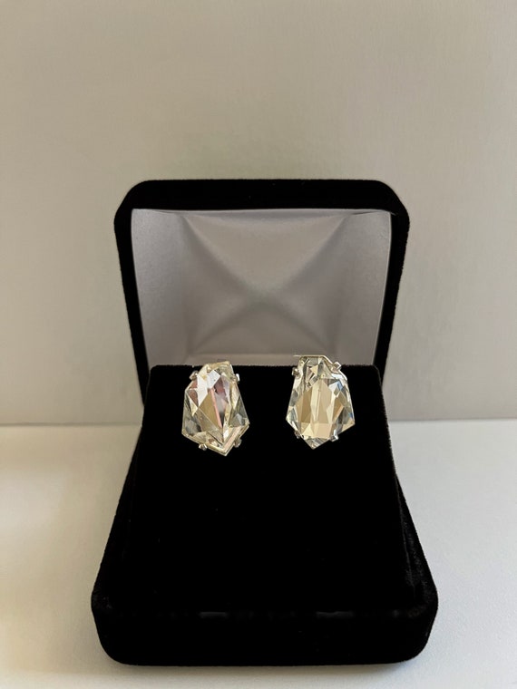 Weiss Clear Rhinestone Earrings/Weiss Clear Abstract Shaped Earrings/Weiss Rhinestone Earrings/Weiss Bridal Earrings/Weiss Clear Earrings