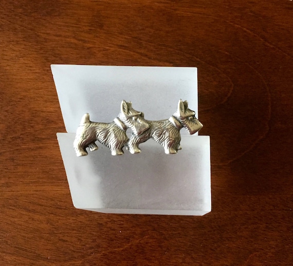 Vintage Sterling Silver Scottie Dogs Pin, Two Scottie Dogs Pin, Scottie Scotty Dog Pin Sterling, Vintage Scottie Dog Pin, Two Scottie Dogs