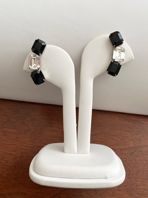 KRAMER Black and Clear Emerald Cut Rhinestone Nec… - image 7