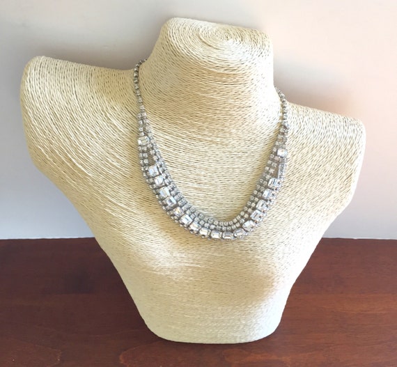 Weiss Clear Rhinestone Necklace/Weiss Emerald Cut… - image 5