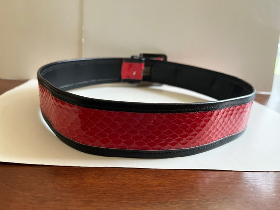 YSL Belt/Yves St Laurent 4265 Red Snakeskin Belt/… - image 3