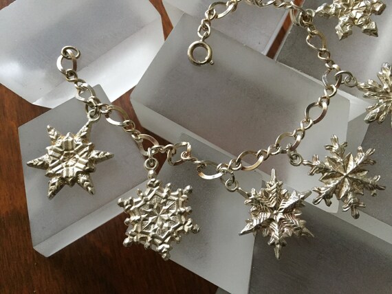 Vintage Gorham Sterling Silver Snowflake Bracelet… - image 5