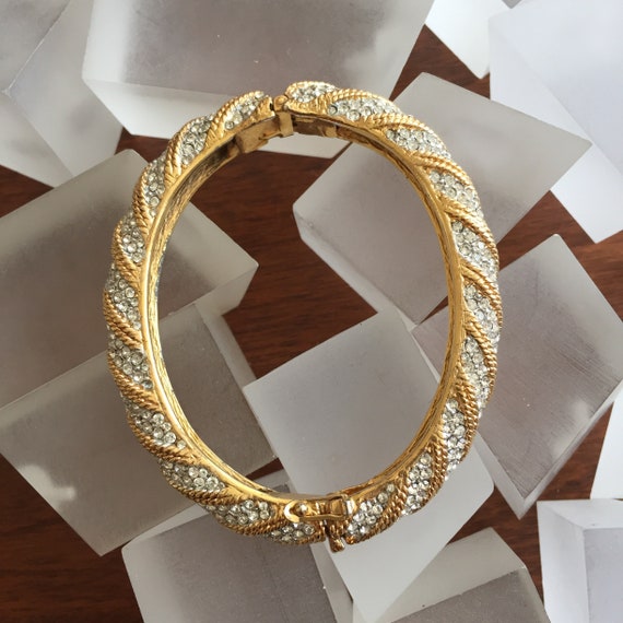 CINER Gold Clamper Bracelet/Ciner Hinged Bracelet… - image 2