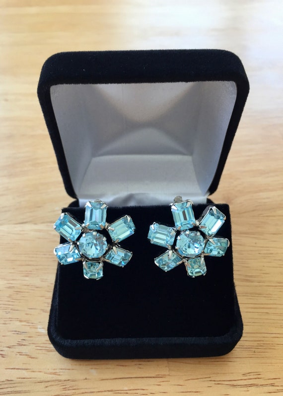 WeissBlueRhinestoneEarrings,Weiss Rhinestone Earri