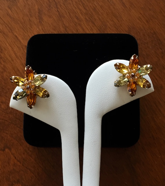 Weiss Flower Earrings/Weiss Topaz Flower Earrings/