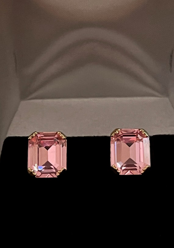 Weiss PINK Rhinestone Earrings, Weiss PINK Emeral… - image 3